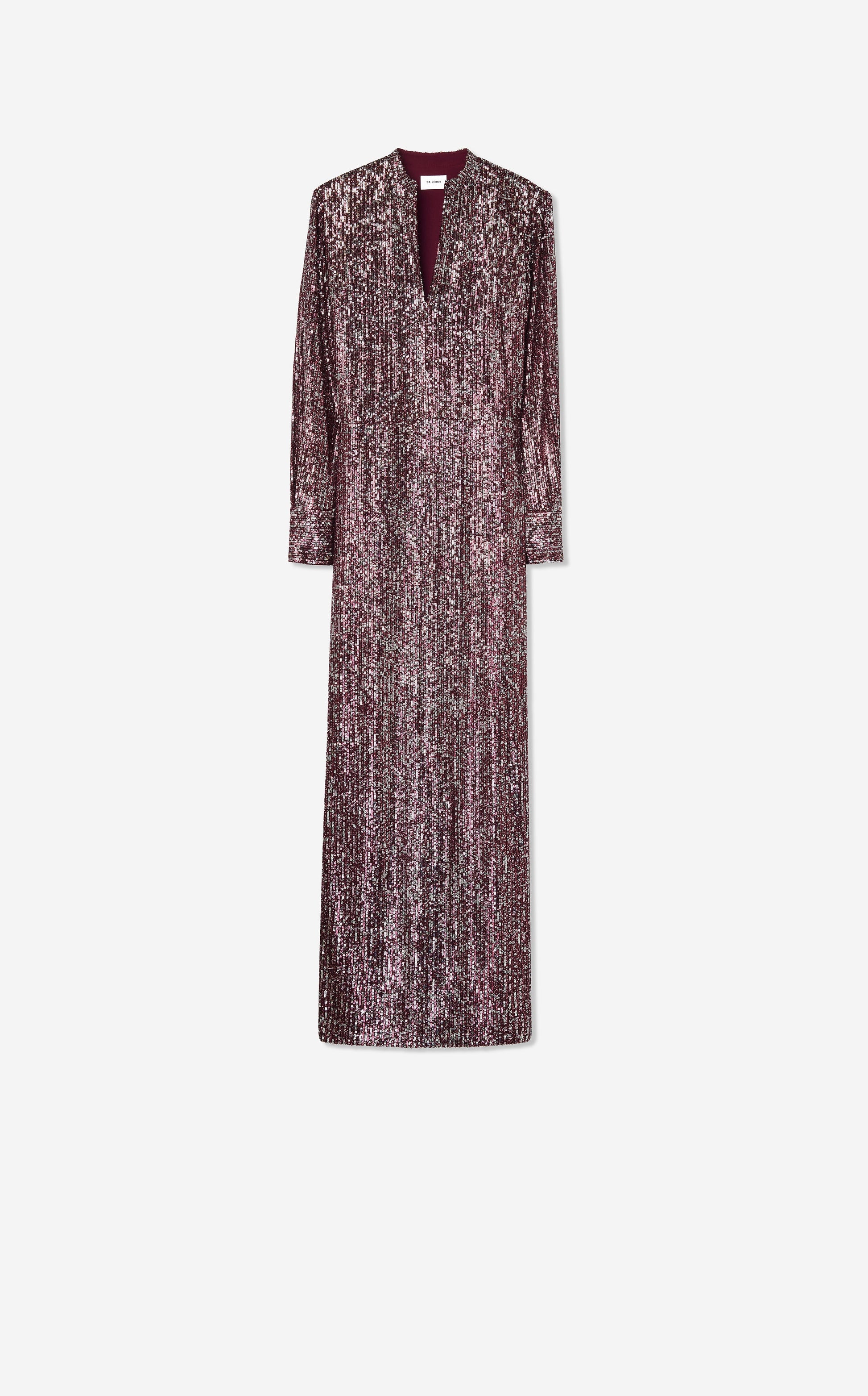 Long Sleeve Sequin Knit Gown