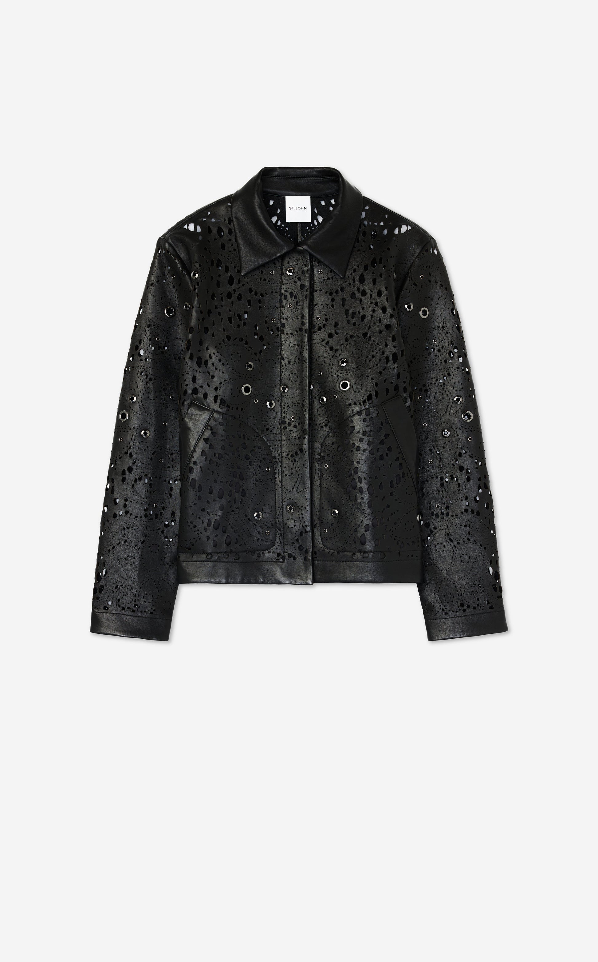 Lace Cutout Leather Jacket