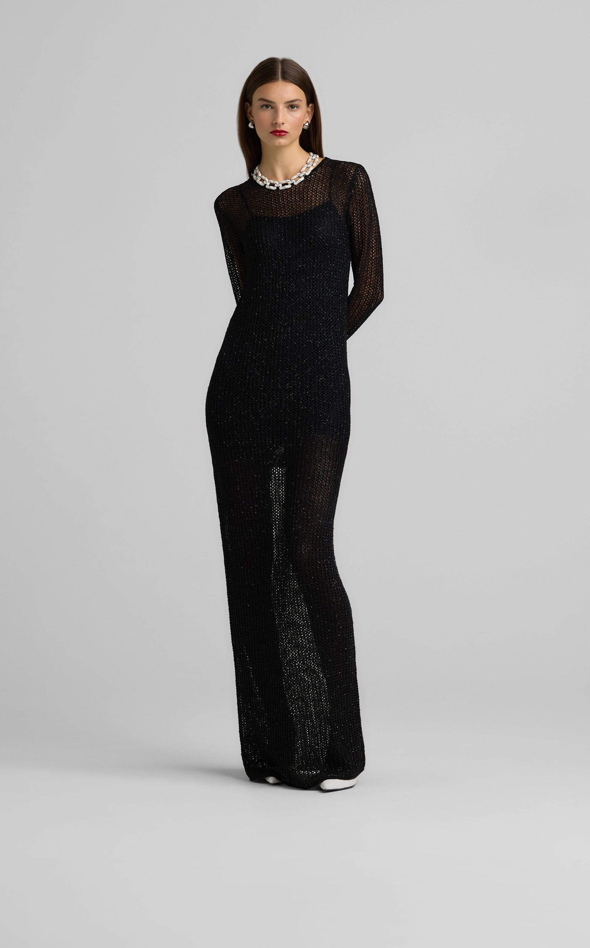 Sequin Mesh Knit Gown