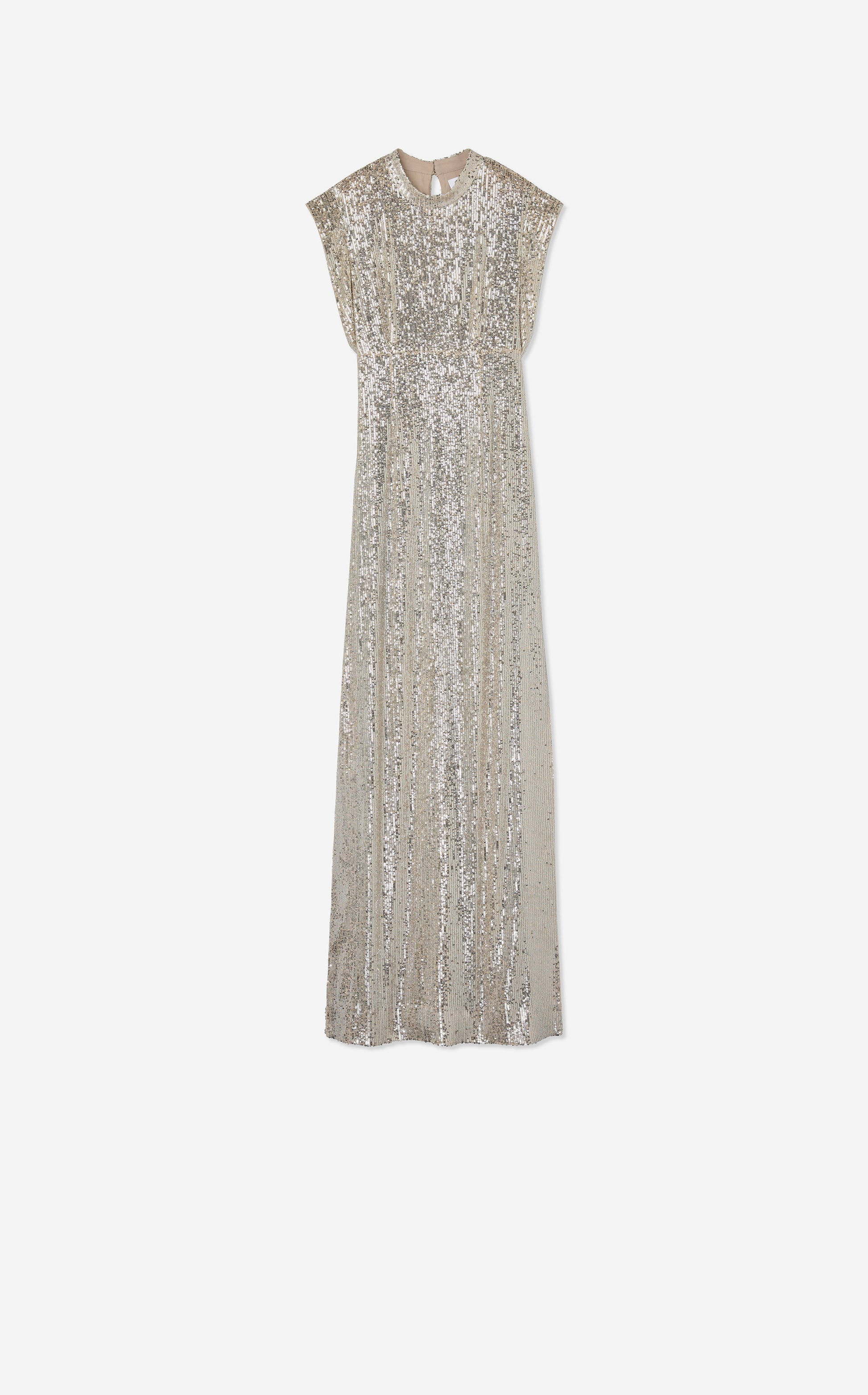 Cap Sleeve Sequin Draped Gown